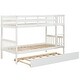 preview thumbnail 8 of 7, White Twin Over Twin Solid Wood Bunk Beds with Trundle, Safety Rail, Ladder, and Guardrails, Converts to 2 Beds