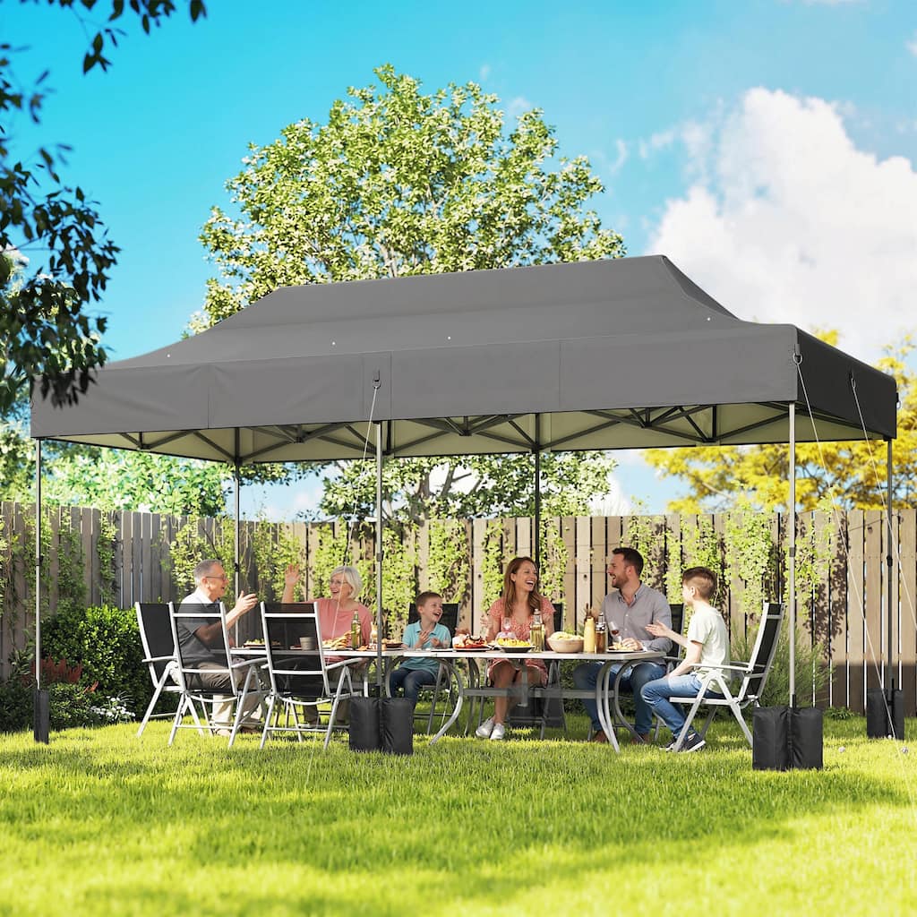 Outsunny 10 x 20 ft Pop Up Canopy Tent, Heavy Duty UPF50+ Outdoor Portable Instant Canopy Shelter with Wheeled Carry Bag