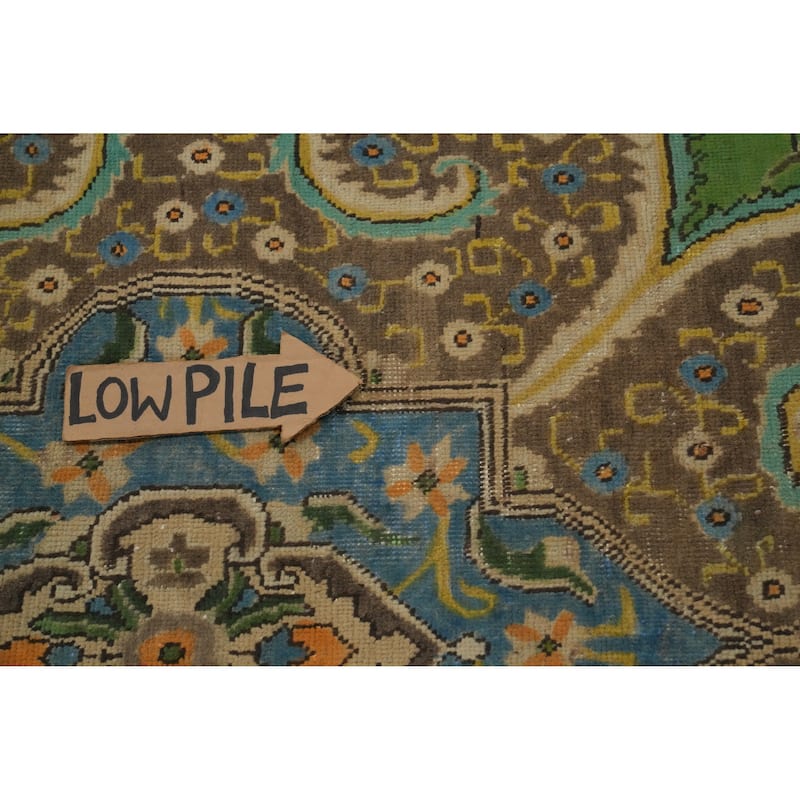 Hand Knotted Oriental 100% Wool Carpet Traditional Medallion Green Tabriz Area Rug - 13' 0'' X 9' 8''