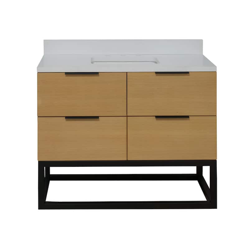 KitchenBathCollection Mia 42" Bathroom Vanity with Matte White Top