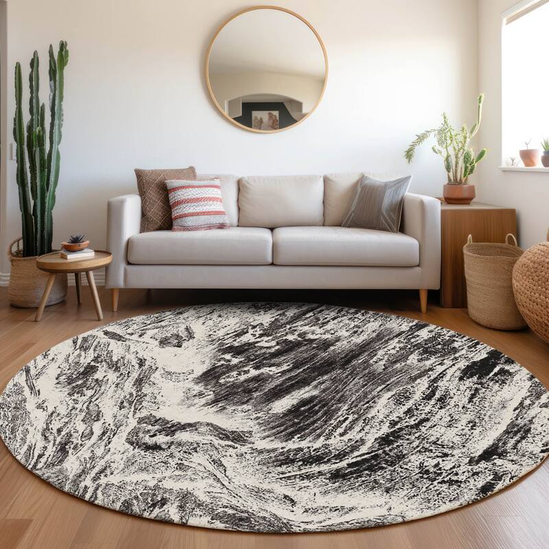 Premium Washable Super Soft Modern Tide Mayfield Rug - Black - 8' x 8'