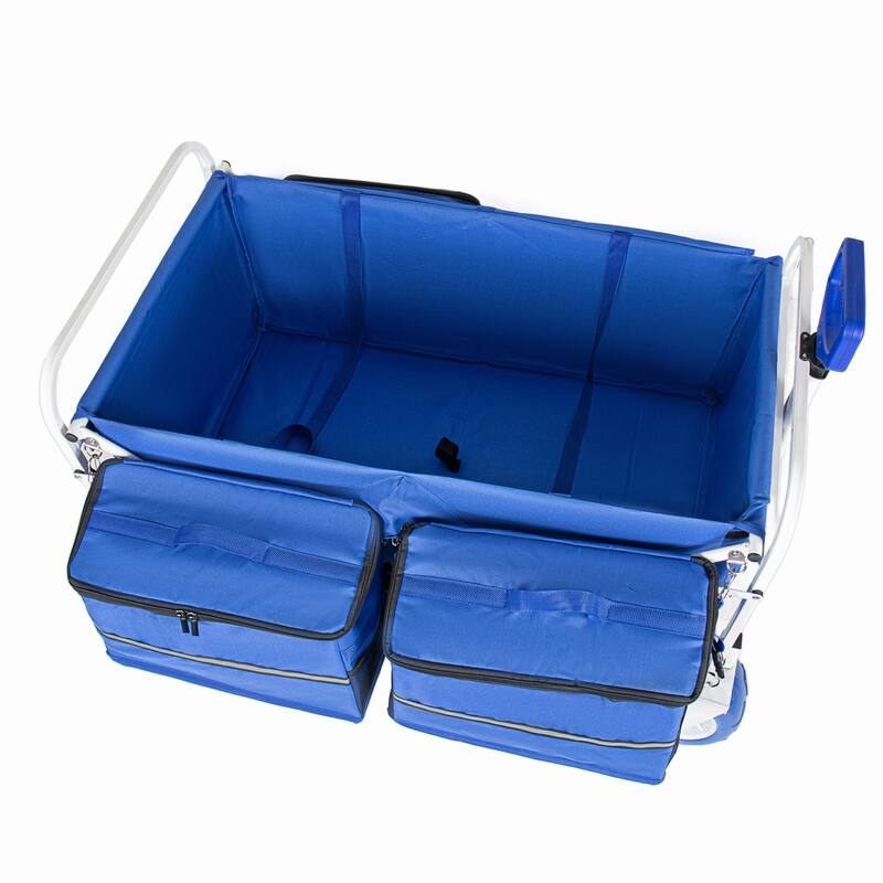 Beach Wagon Cart, 500lbs Heavy Duty Collapsible Folding Wagon, Oversized 150L, 9" PVC All-Terrain Wheels, Adjustable Handle