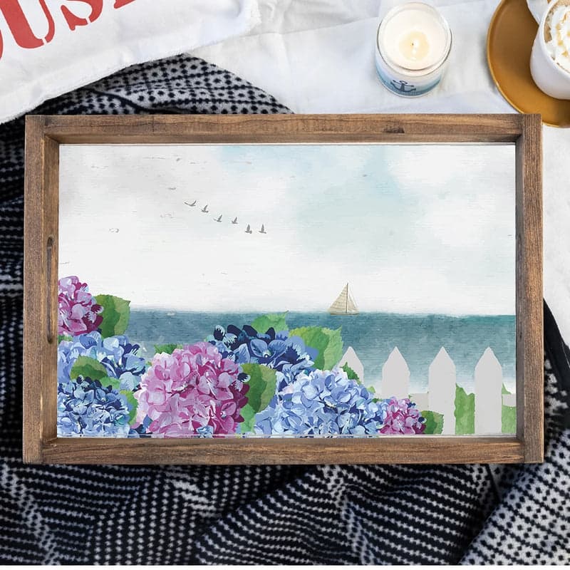 Hydrangea Scene Serving Tray - Multi-Color