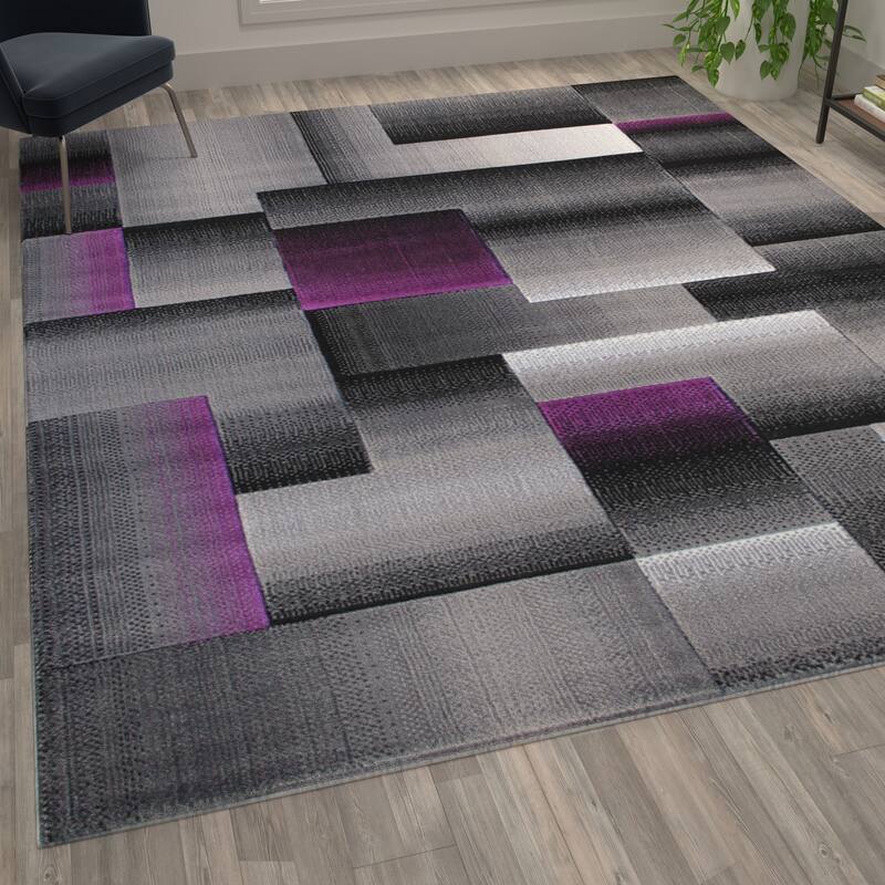 Modern Geometric Style Color Blocked Indoor Area Rug