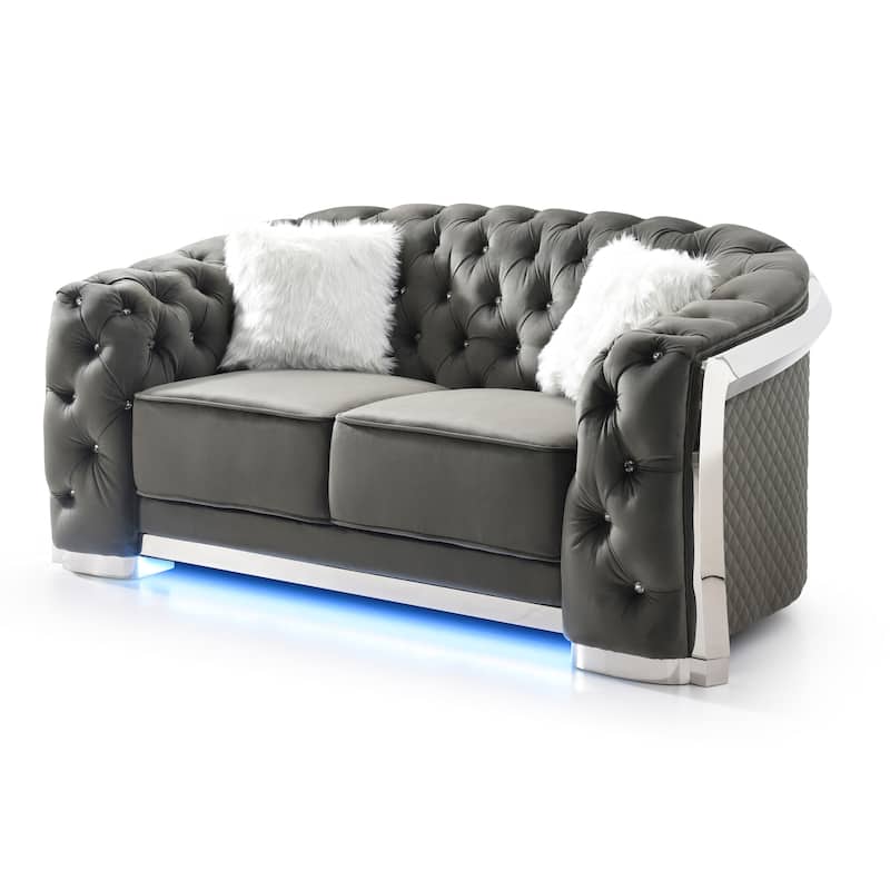 Gray Flared Arm Loveseat - Grey