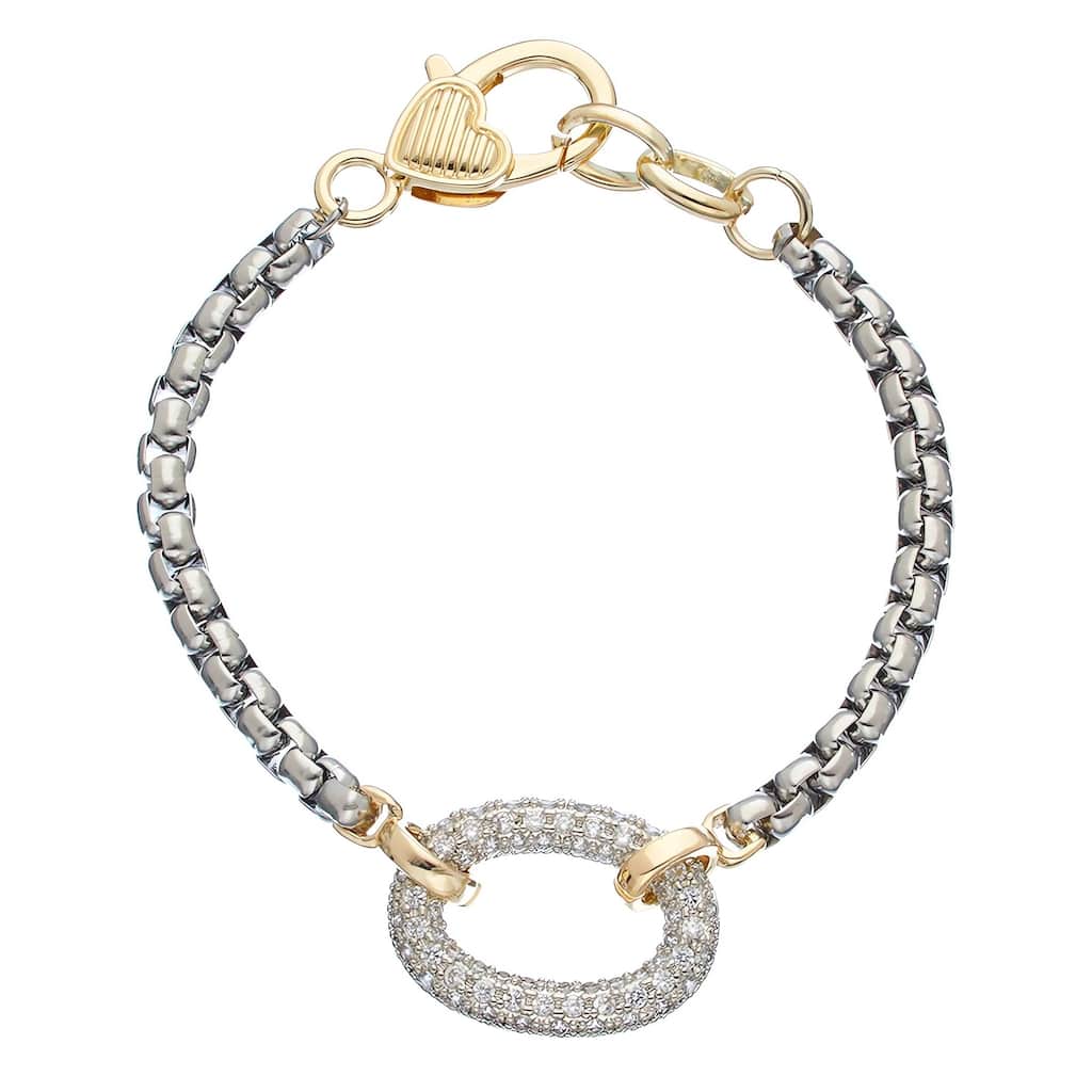 Juvell Gold Plated Cubic Zirconia Chunky Chain Bracelet