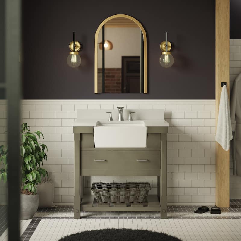 KitchenBathCollection Charlotte 36" Farmhouse Bathroom Vanity with Quartz Top