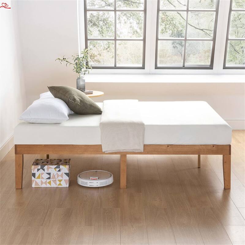 16 Inch Solid Wood Platform Bed with Wooden Slats