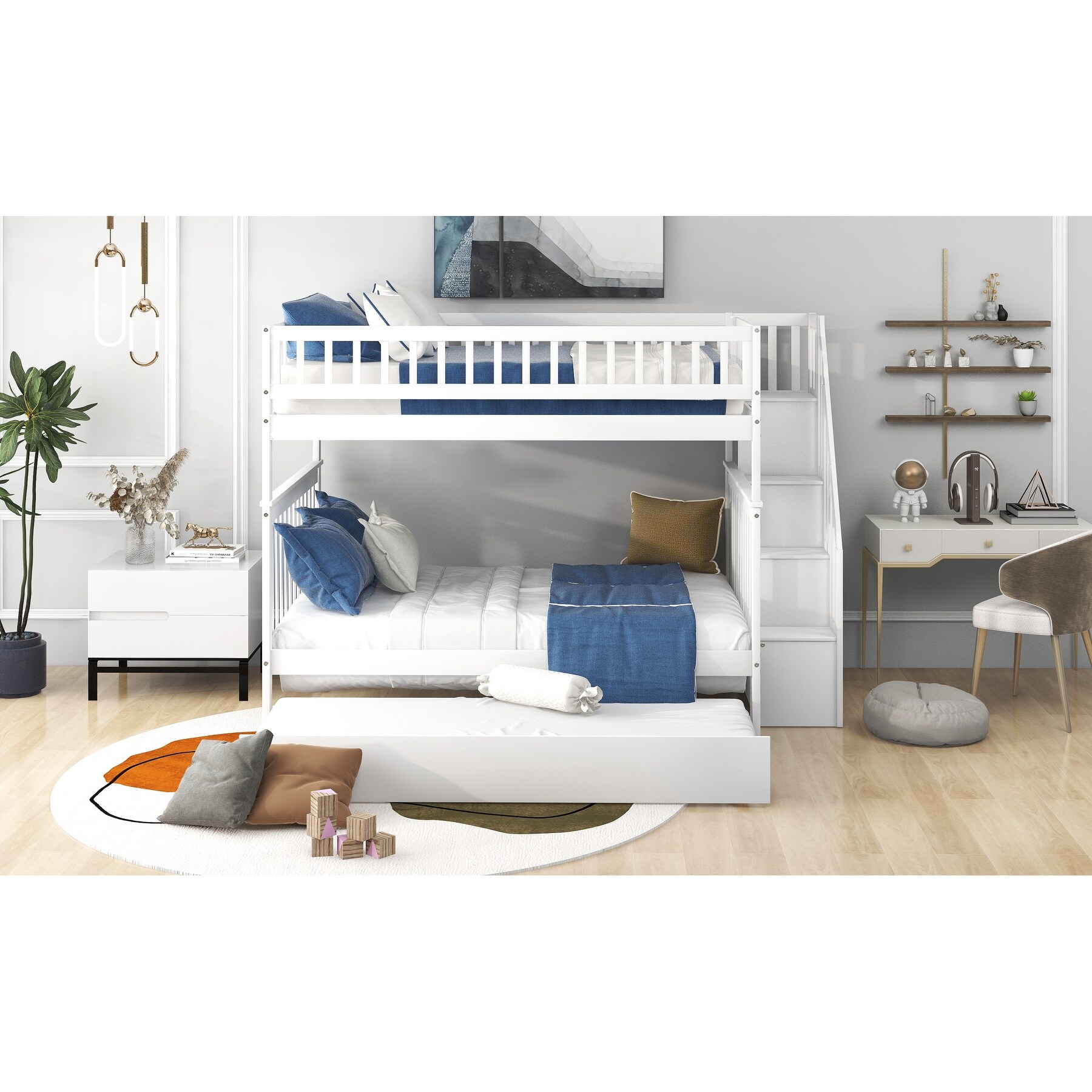Detachable full size outlet bunk beds