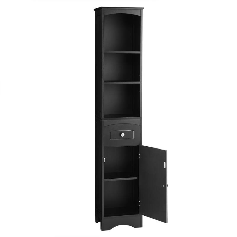 Roomfitters Tall Bathroom Cabinet Freestanding Storage with Drawer Adjustable Shelf and MDF Structure