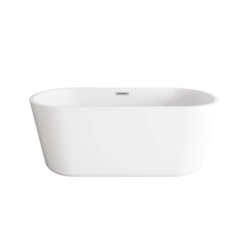 Odell Soaking Bathtub in Glossy White - Glossy White with Brushed Nickel Trim - 22"