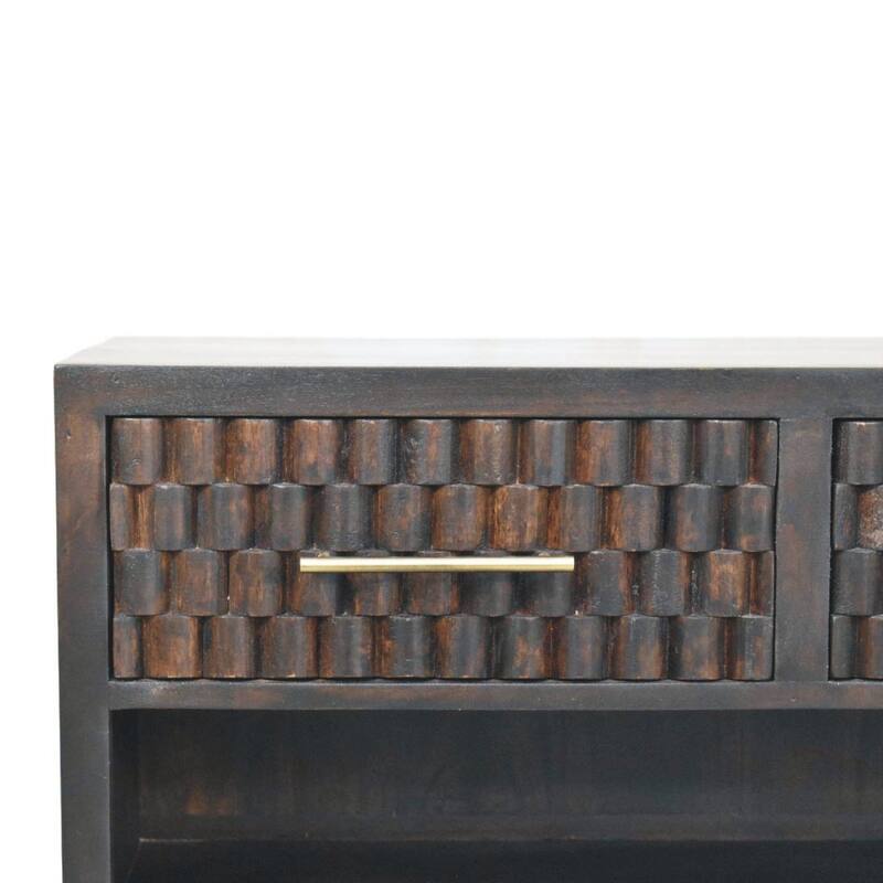 Artisan Furniture Solid Wood Arno Shoe Storage Unit, Mocha, 2-Drawers, 1-Shelf - N/A