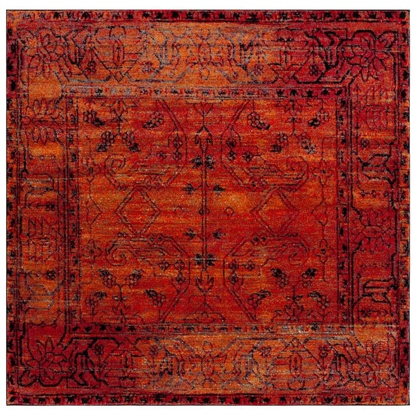 slide 2 of 5, SAFAVIEH Vintage Hamadan Olsa Oriental Distressed Rug 5'3" Square - Orange - Square