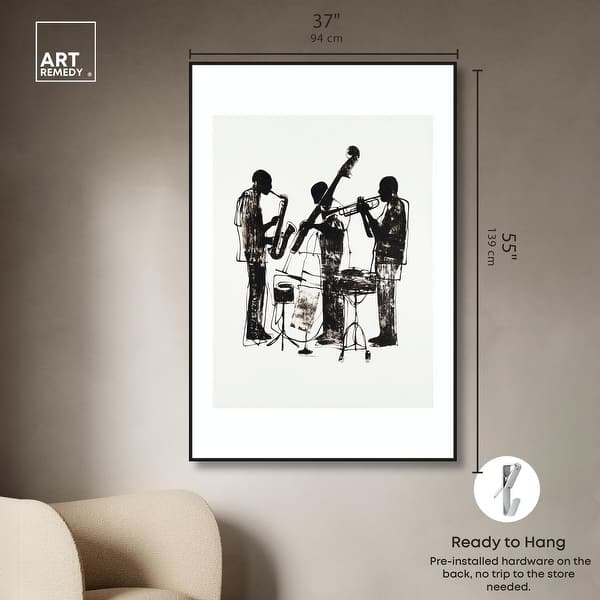 dimension image slide 11 of 24, Bebop II Black Art Canvas Print by Art Remedy