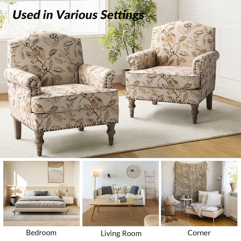 Yahweh Farmhouse Nailhead Armchair with Rolled Arms by HULALA HOME