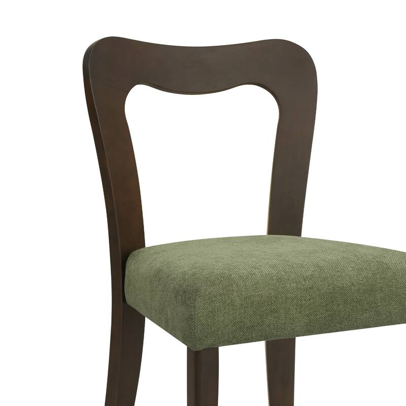 Set of 2 Modern Dining Chairs with Rubberwood Frame and Upholstered Seats - Open Back Armless Design