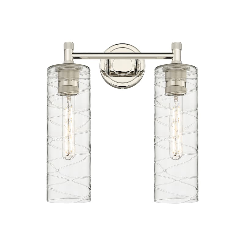 Innovations Lighting Crown Point - 2 Light 12" Wall-Mounted Bath Vanity Light - Deco Swirl/Polished Nickel