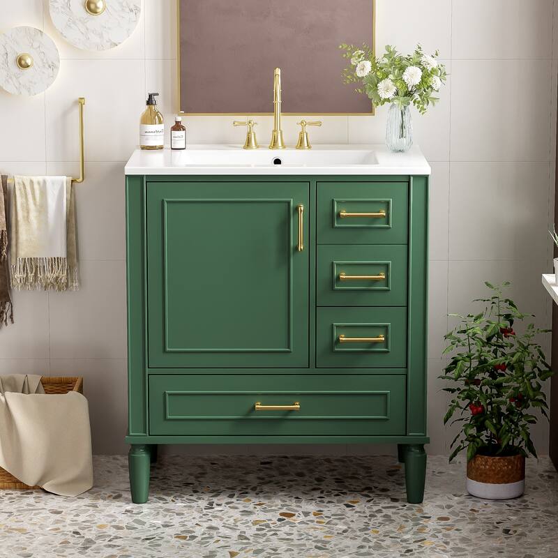 30" Freestanding Bathroom Vanity with Ceramic Sink