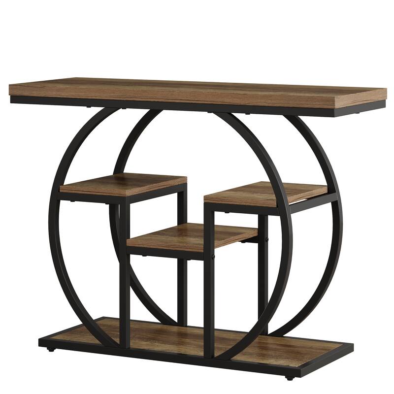 41.3" Console Sofa Table with Storage Shelves, 4-Tier Wood Accent Table for Entryway, Living Room, Hallway, Foyer