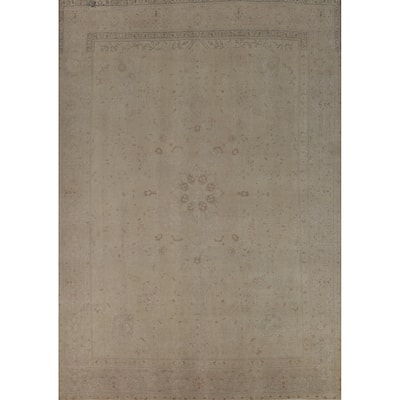 Distressed Tabriz Persian Vintage Rug Hand-Knotted Wool Carpet - 9'11" x 12'9"