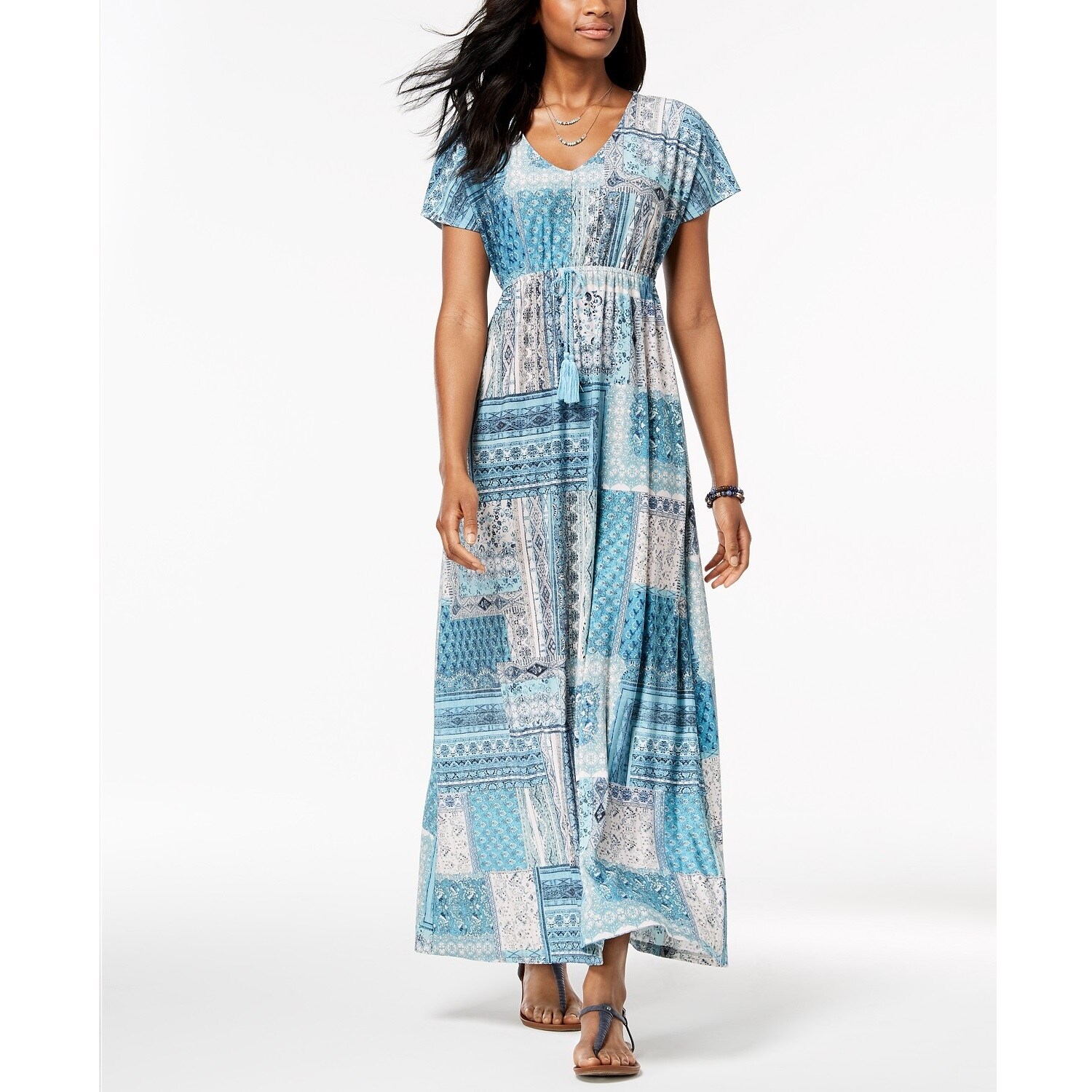 drawstring maxi dress