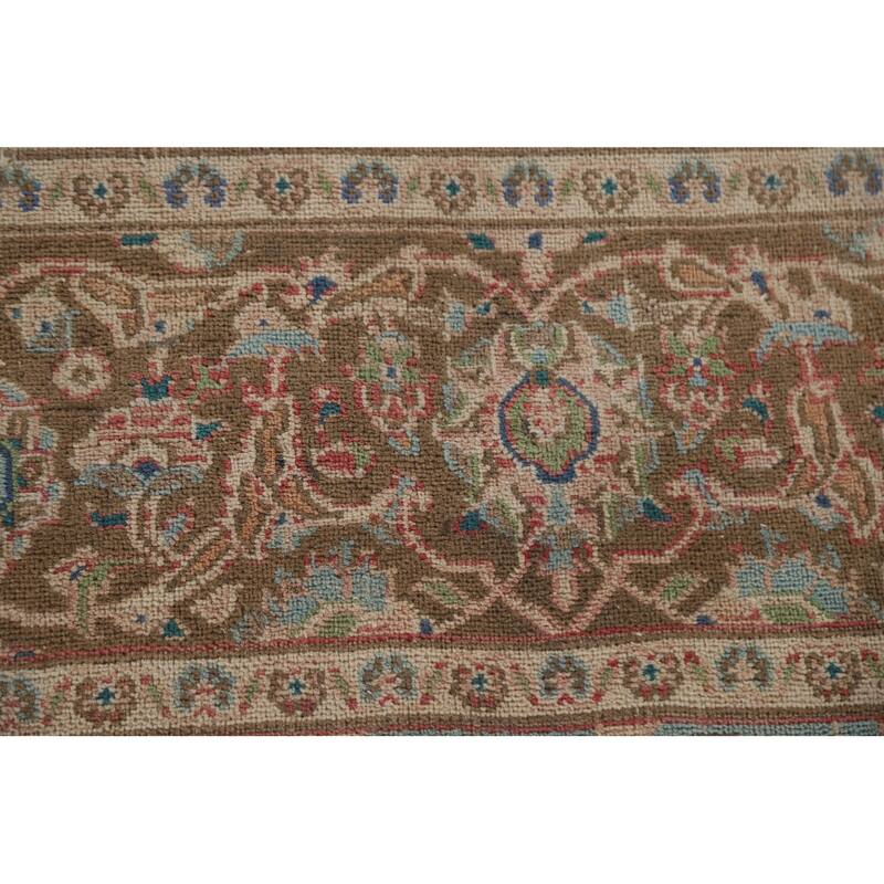 Hand Knotted Oriental 100% Wool Carpet Traditional Floral Peach Mashad Area Rug - 12' 6'' X 9' 7''