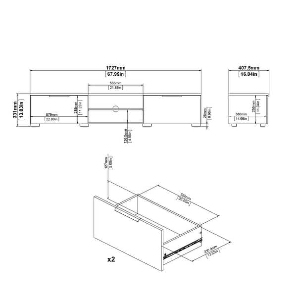 dimension image slide 1 of 10, Porch & Den Match 2-Drawer and 2-Shelf TV Stand