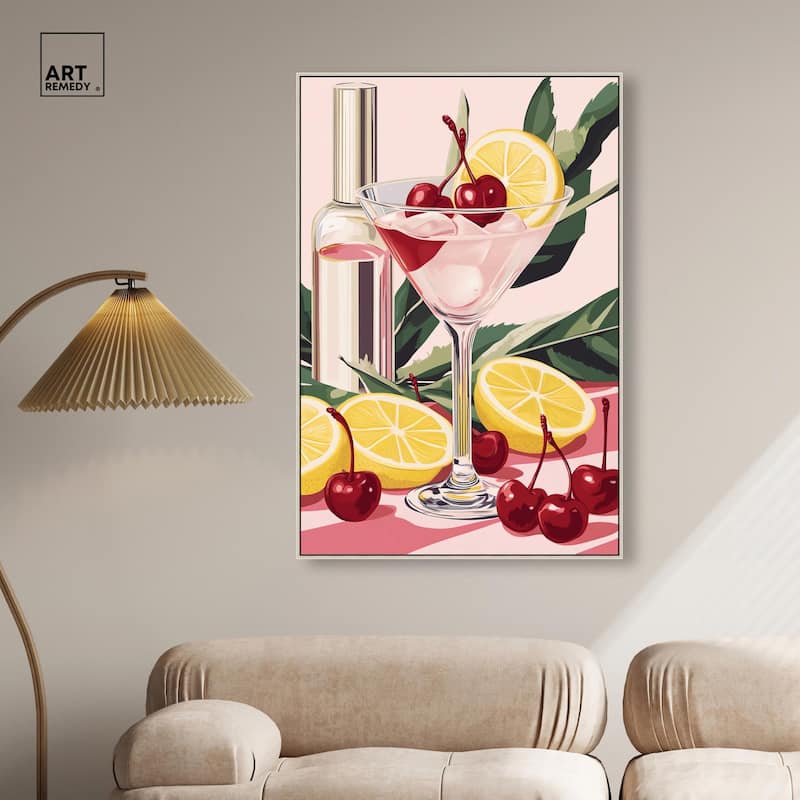 Cherry Lemon Drink Canvas by Art Remedy
