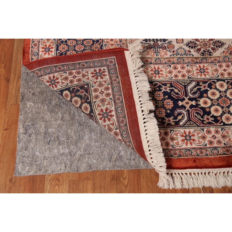 Orange Geometric Meymeh Indian Area Rug Hand-Knotted Wool Carpet - 8'8"x 11'4"