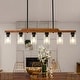 preview thumbnail 3 of 67, Farmhouse Linear Chandelier Rustic Wood Kitchen Island Lighting Dining Room Pendant Light Fixture with Seeded Glass Shade 6 Light-43.3"