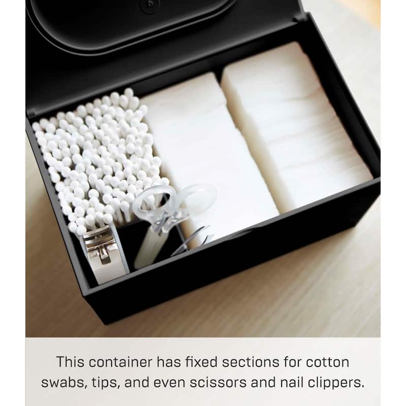 Yamazaki Home Skincare Organizer, ABS Plastic, Holds 2.2 lbs, Lid - L 3.94 x W 6.3 x H 3.54 inches