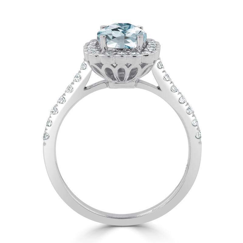 Auriya Vintage 3/4ct Cushion-cut Aquamarine Halo Diamond Engagement Ring 1/2ctw 14k Gold