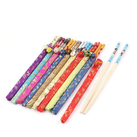 20 Pcs Assorted Color Chinese Style Bamboo Chopsticks w Polyester Cover - Assorted Color