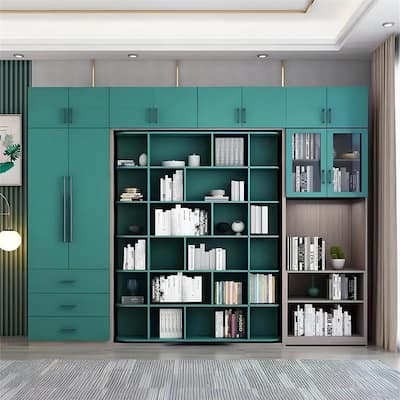 WAYNA Wooden Rotating Invisible Folding Bed Combination Multi Functional Wardrobe Cabinets Desk Bookcase Wall Murphy Bed