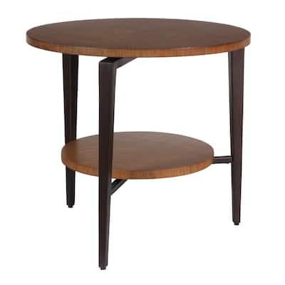 2-Tier Round Top Side Table - 26.5" - Brown