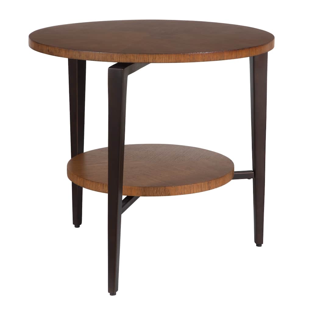 2-Tier Round Top Side Table - 26.5" - Brown