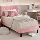 preview thumbnail 40 of 65, VECELO Upholstered Kids Bed Frame with Diamond Tufted Headoard,Twin Size Bed Set of 2