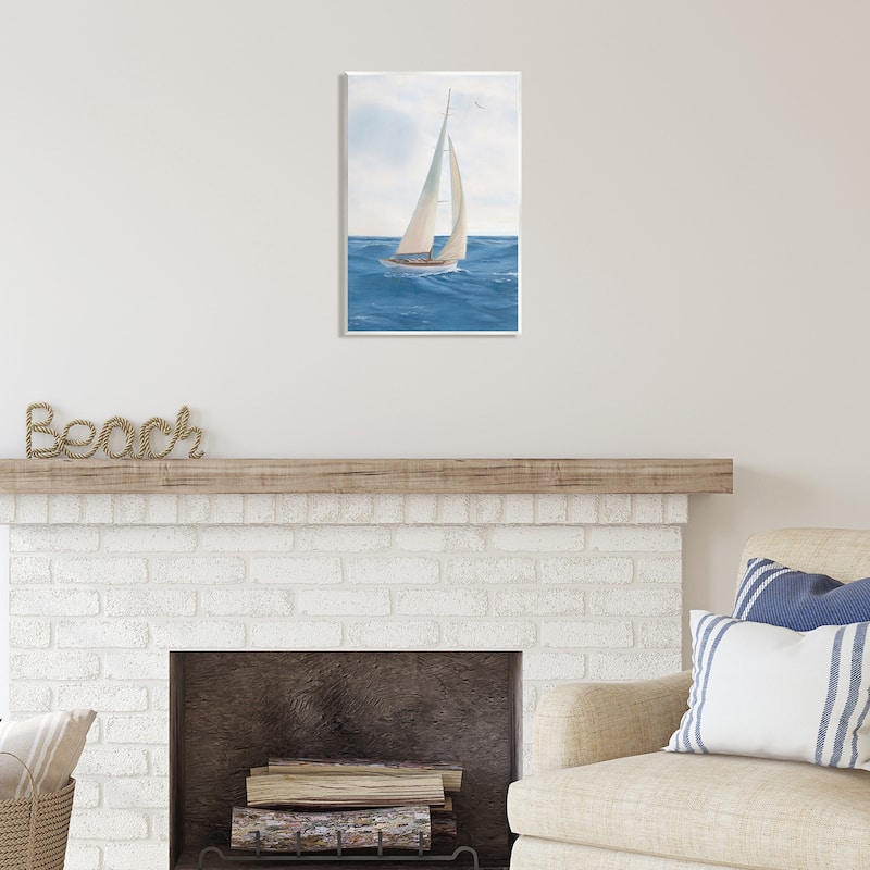 Stupell Sailboat in Ocean Waves Wall Plaque Art Design by James Wiens