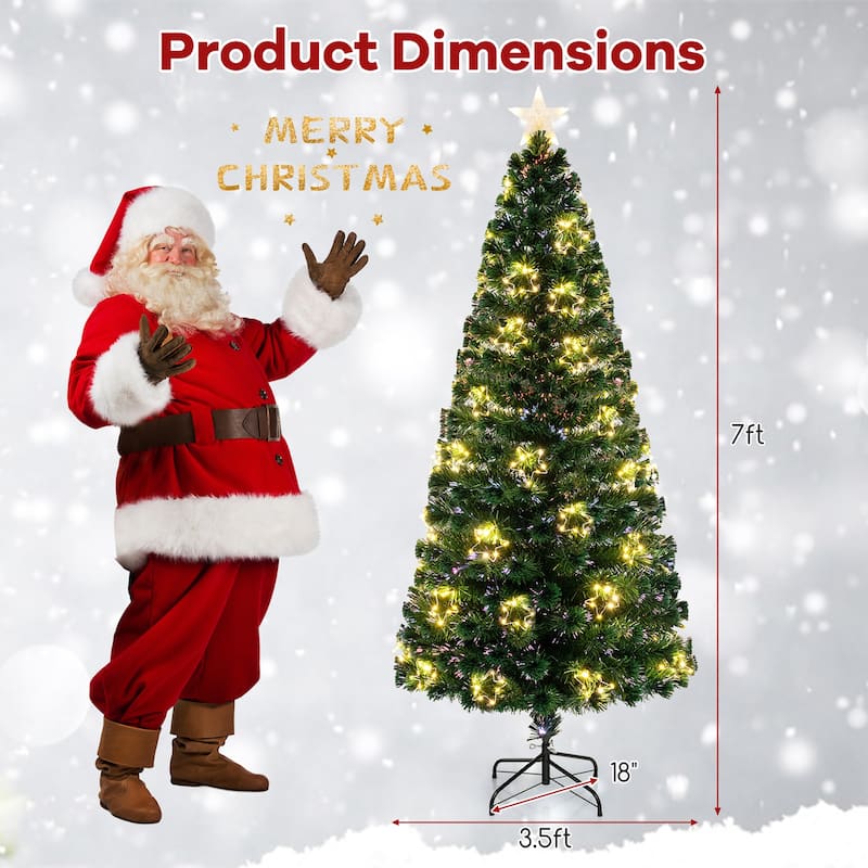 Gymax 4/5/6/7 FT Artificial Xmas Tree w/ 270 Branch Tips 509 Warm