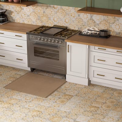 Merola Tile Laverton Octagon Deco Multicolor with Taco Gris 7-7/8" x 7-7/8" Porcelain Floor and Wall Tile