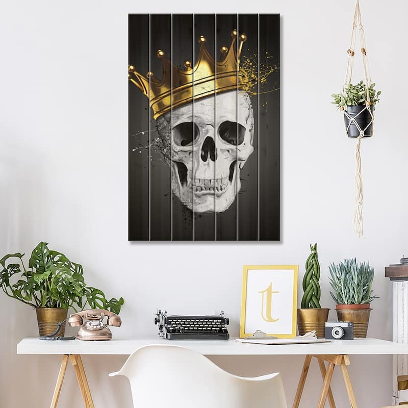 Royal Skull Print On Wood by Nicklas Gustafsson - Multi-Color