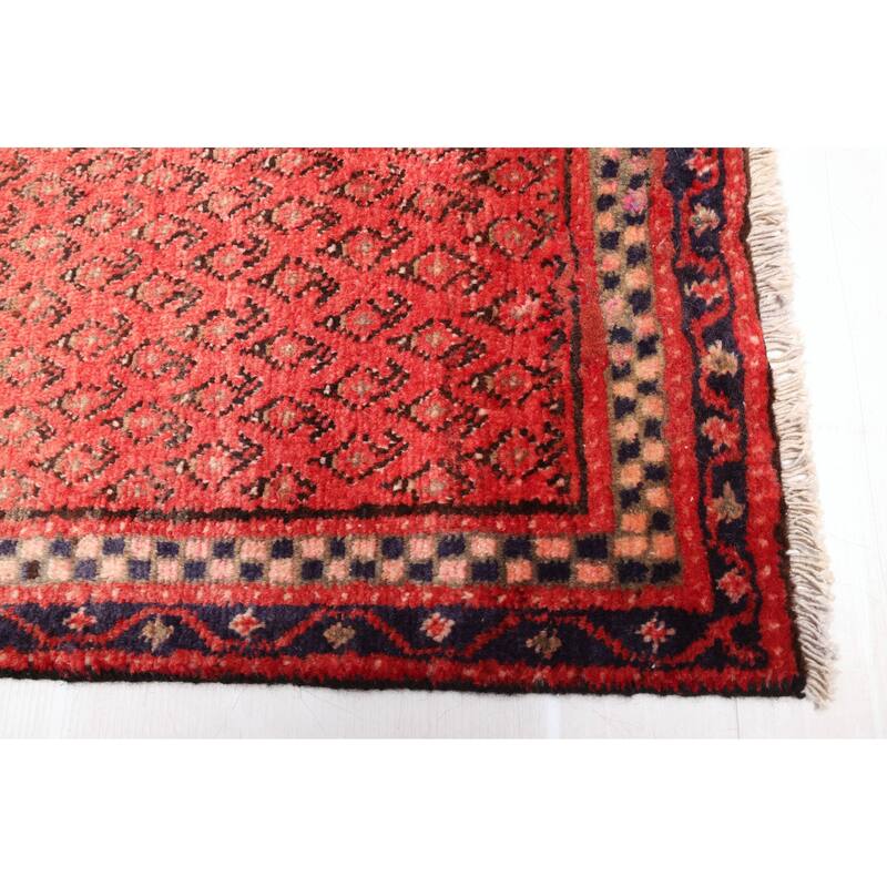 ECARPETGALLERY Hand-knotted Andelz Red Wool Rug - 3'6 x 9'5