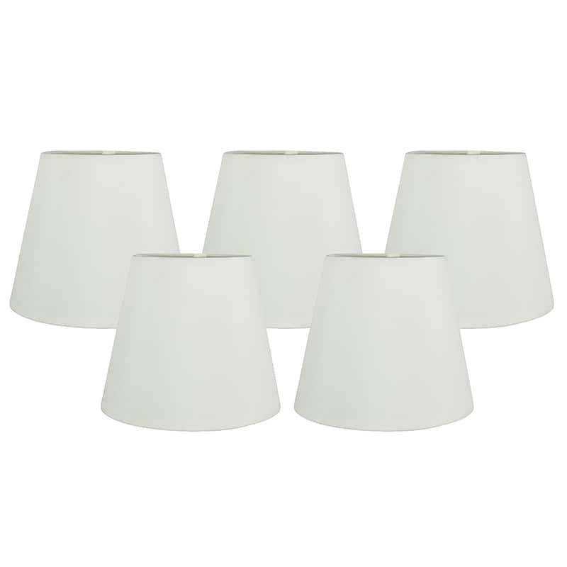 Meriville Faux Silk Clip On Chandelier Lamp Shades, 4-inch by 6-inch by 5-inch - Set of 5 - Eggshell