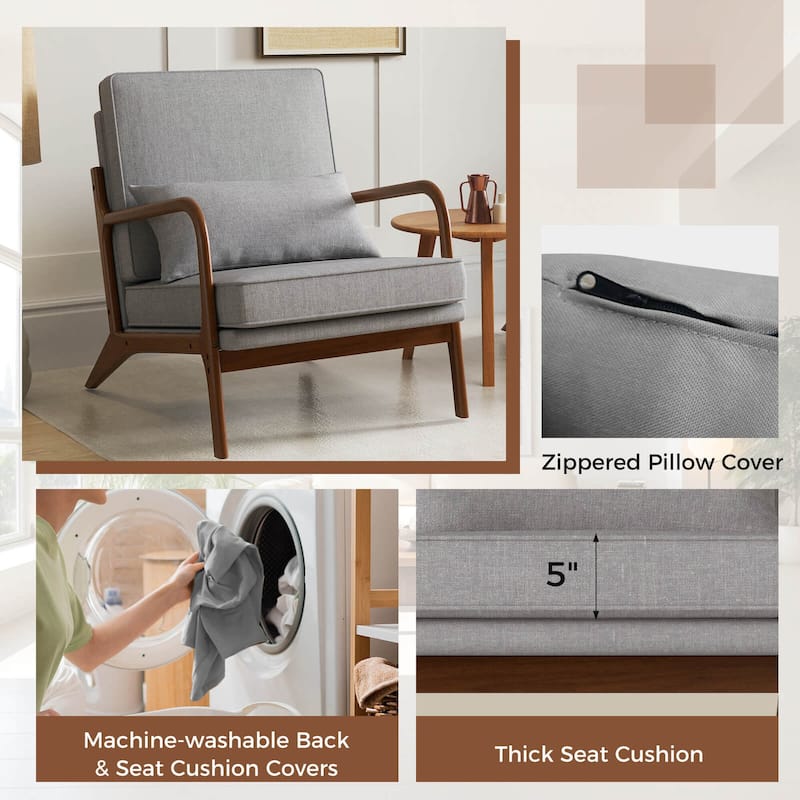 Costway 1/2 PCS Modern Accent Chair Upholstered Leisure Armchair with