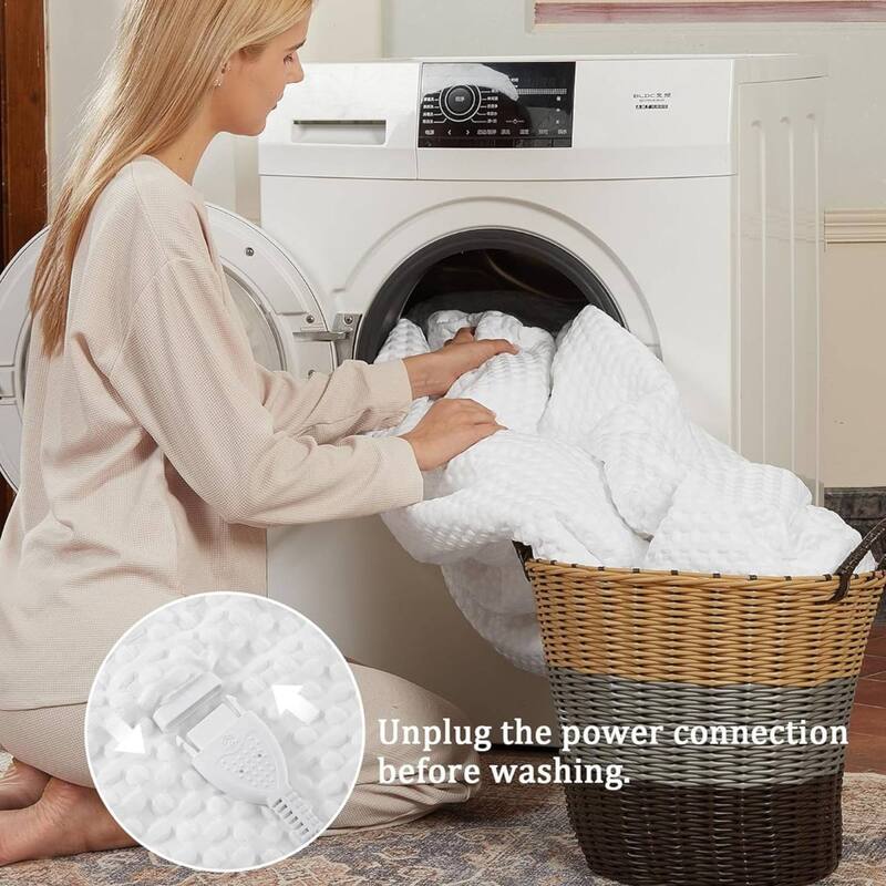 Heated Electric Blanket with LCD Dual Controller, White