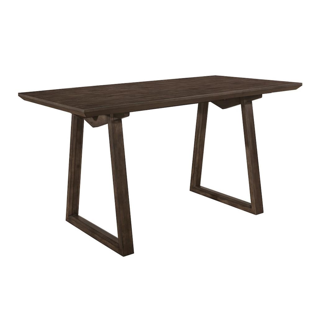 Rectangular Top Wooden Counter Height Table with Angled Sled Base, Brown