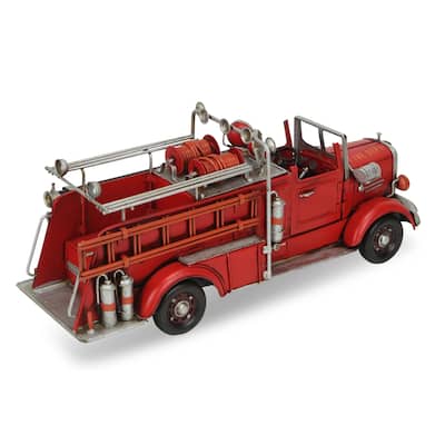 16" Red Vintage Style Fire Engine Tabletop Decoration