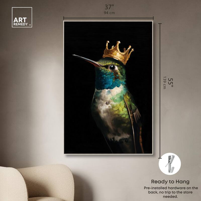 Crowned Azure Bird I Canvas by Art Remedy