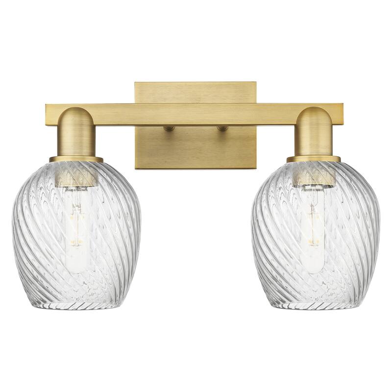 Innovations Lighting 716-2W-12-17 Salina Vanity Salina 2 Light 17" - Brushed Brass / Clear Spiral Fluted