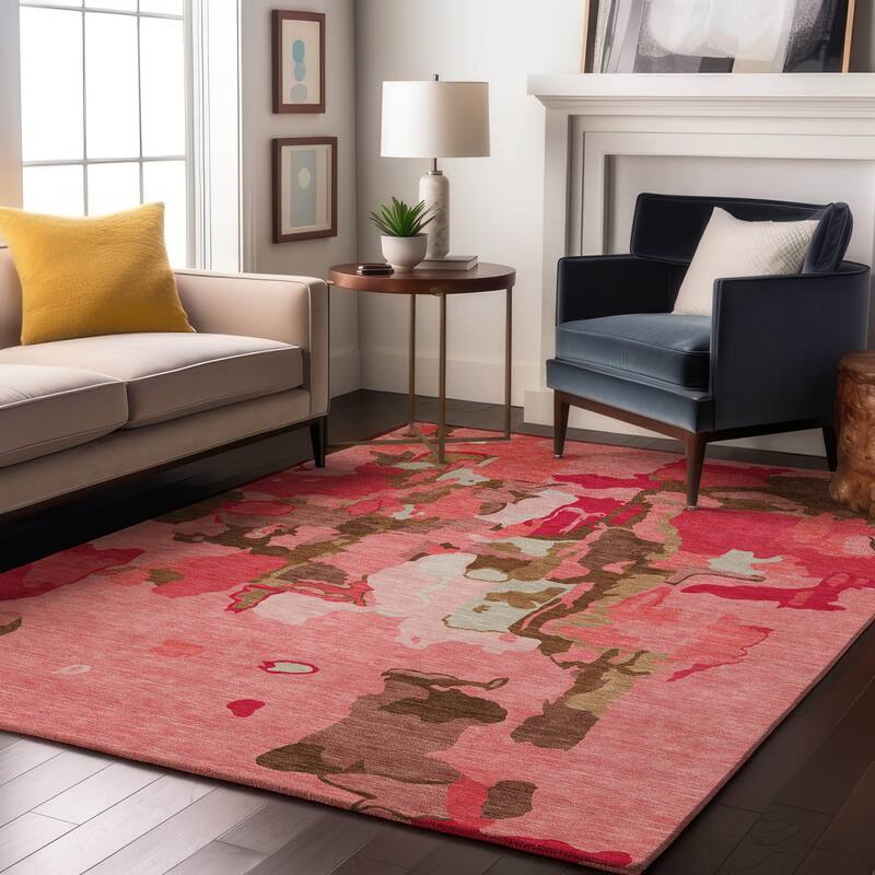 Premium Washable Super Soft Modern Abstract Mayfield Rug - Coral - 3' x 5'